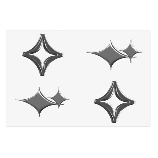 Shiny Star Sparkle Sticker Sheet — Metallic Black Decorative Decals Printify