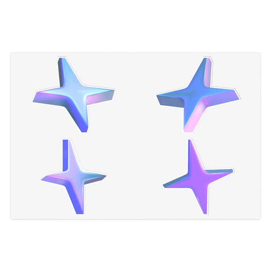 Holographic Starburst Sticker Sheet — Iridescent Sparkle Decals for Planners, Journals & Crafts Printify