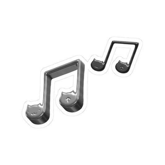 Music Notes Cat Paw Kiss-Cut Sticker — Cute Black 3D Musical Note Decal for Laptops & Journals Printify
