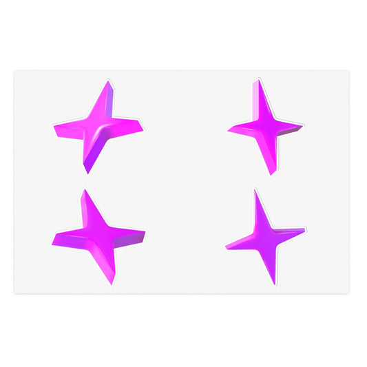 Pink Starburst Sticker Sheet — Shiny Neon Sparkle Decals for Planners & Crafts Printify